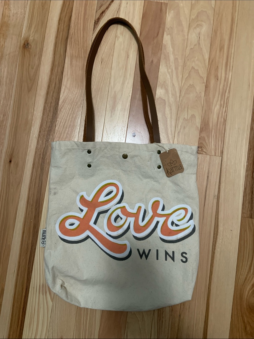 Tote Bag/ Reusable Shopping Bag by Karma with ‘Love Wins’ Graphic